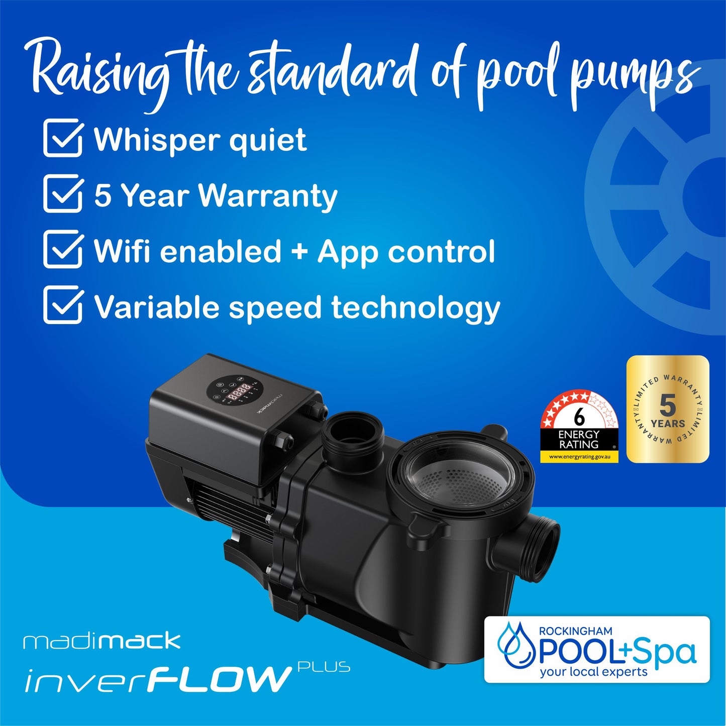 Madimack InverFlow Plus F300i 1.0HP Variable Speed Inverter Pool Pump w/ WiFi, Rockingham Pool & Spa