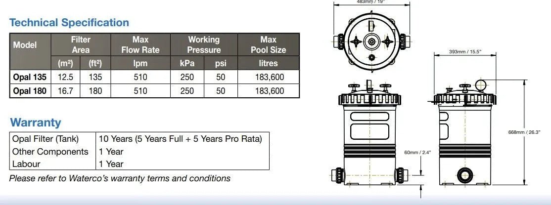 WATERCO OPAL CARTRIDGE FILTERS - Rockingham Pool & Spa